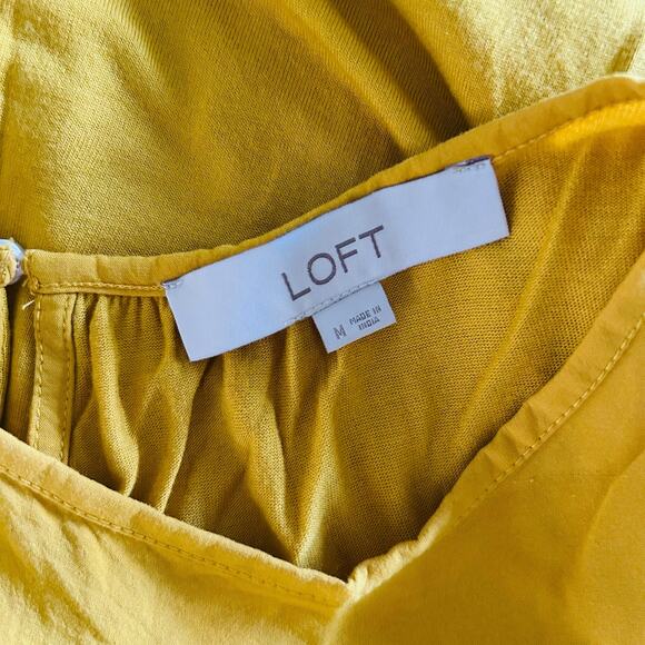 LOFT Women's Pleated Yoke Tank Top Blouse in Yellow-Size M - Picture 5 of 6
